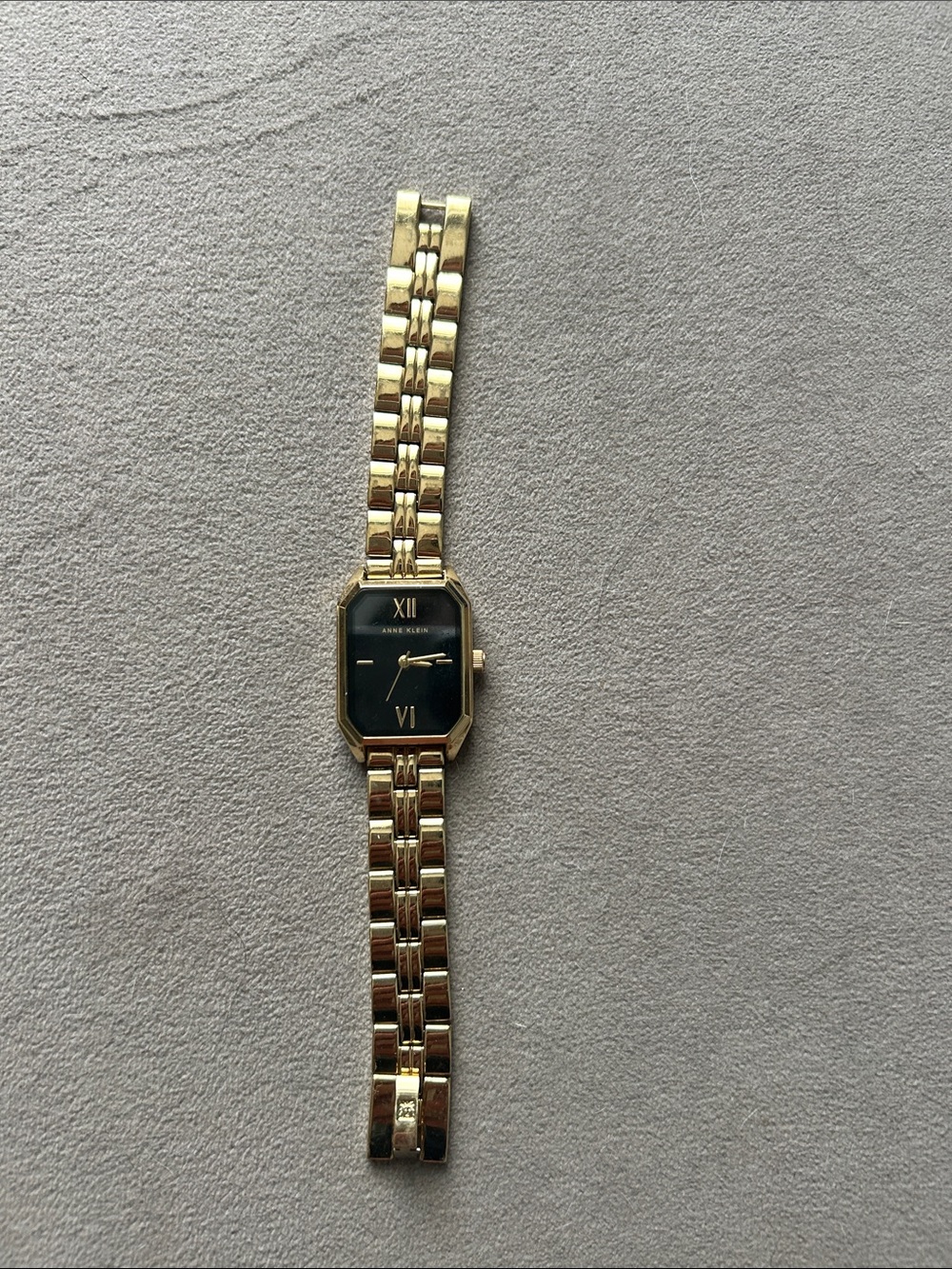 Anne Klein Gold and Black Rectangular Bracelet Watch